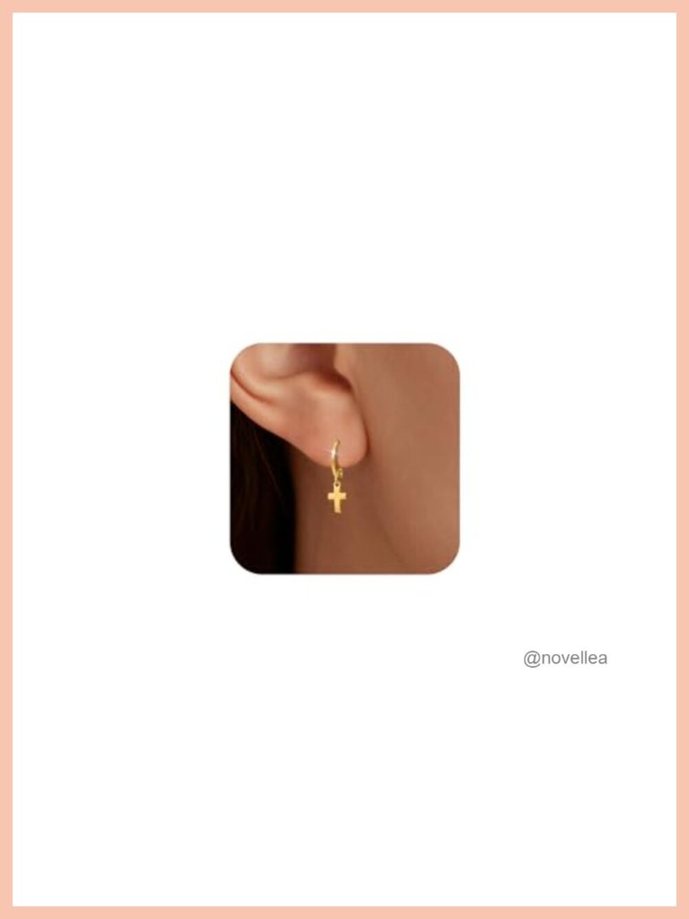 Dainty Cross Drop Earrings 14k Gold Plated Sterling Silver